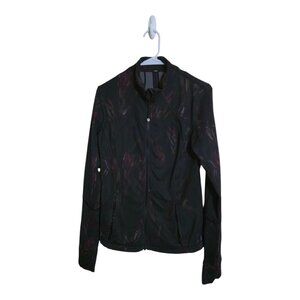 Lululemon Jacket Women 8 Forme Midnight Iris Floral Rose Black Athleisure Gym